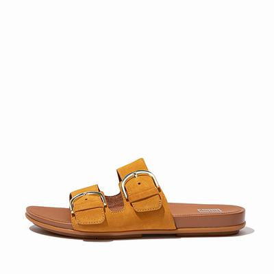 Fitflop Gracie Buckle Suede Slides - Sandalen Damen - Orange Gelb (JCF395872)